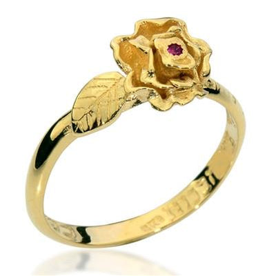 A Rose Among the Thorns Gold Ring with Ruby - HA'ARI JEWELRY