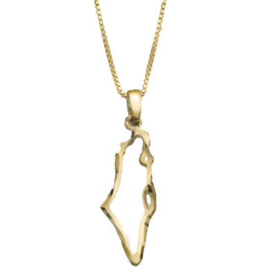 Map of Israel Symbolic Jewish Israeli Necklace, 14k Gold - HA'ARI JEWELRY