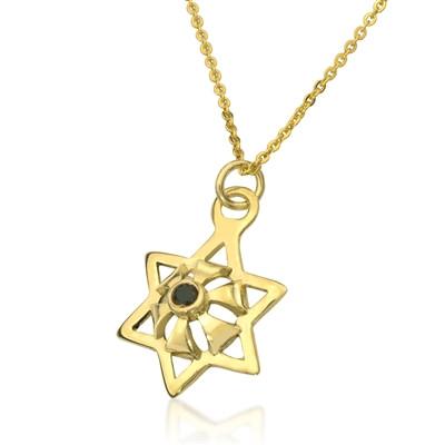 “Star Abundance" Gold Pendant set with Black Diamond - HA'ARI JEWELRY
